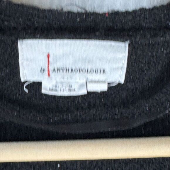 By Anthropologie Black Slub Knit Open Front Cardigan Inverted Seams Sz S - Picture 6 of 8